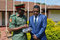 The head of the delegation from the Nigerian National Defence College Maj Gen E.V. Onumajuru compares notes with EASF Director Brig Gen Fayisa after the meeting at the Secretariat in Karen, Nairobi.