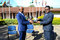 Director Brig Gen Fayisa presents a gift to UNITAR's Director of Division for Peace, Mr. Evariste Karambizi at the EASF Secretariat on 10th March 2022.