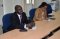 The Head of Peace Operations Department Brigadier General Henry Isoke (left) contributing during teh days discussions at the EASF Secretariat in Karen, Nairobi.