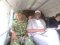 Burundi Chief of Defence Forces Major General Prime Niyongabo (left) and Uganda State Minister for Veteran Affairs Lt Col (Rtd) Dr Bright Rwamirama (right) during the trip to Kitgum.