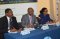 The EASF Director (center) flanked by the Head of Peace Operations Department (left) and Head of Finance and Administration (right) during the press conference