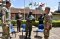 The Head of Peace Operations' Department Brig Gen Henry Isoke (middle) bids the Danish team goodbye after the courtesy call made on 26th October 2021. 